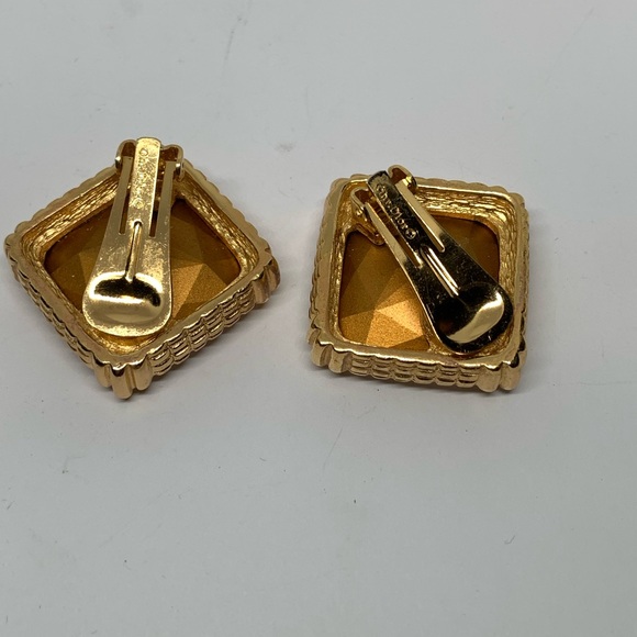 Vintage Christian Dior Crystal Gold tone Clip on Earrings - Picture 6 of 9